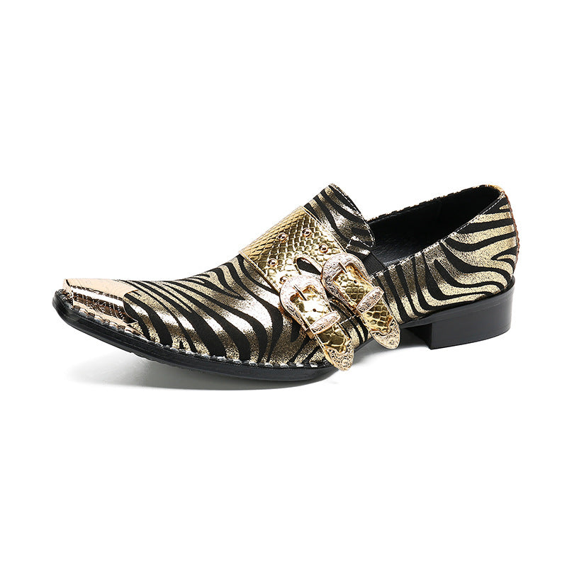 European station cowhide horsebit men's shoes, spring and autumn thick-soled business casual leather shoes, British trendy slip-on loafers