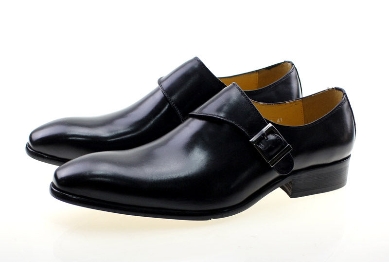 Leather Shoes Men's Wholesale Pointed Toe Single Buckle Business Casual Men's Leather Shoes Genuine Leather Formal Wear Men's Shoes Men