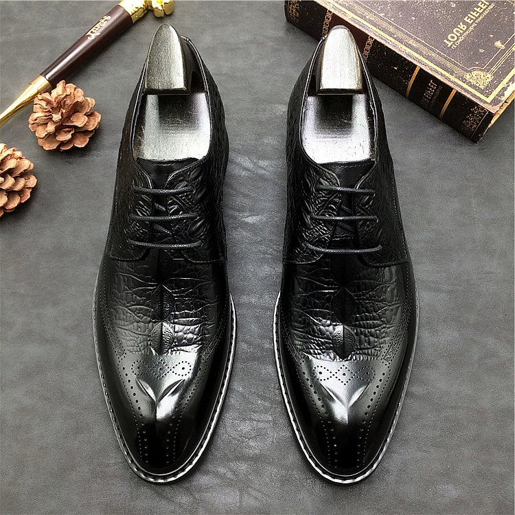 Men's Genuine Leather Oxford Shoes, Breathable, Pointed Toe