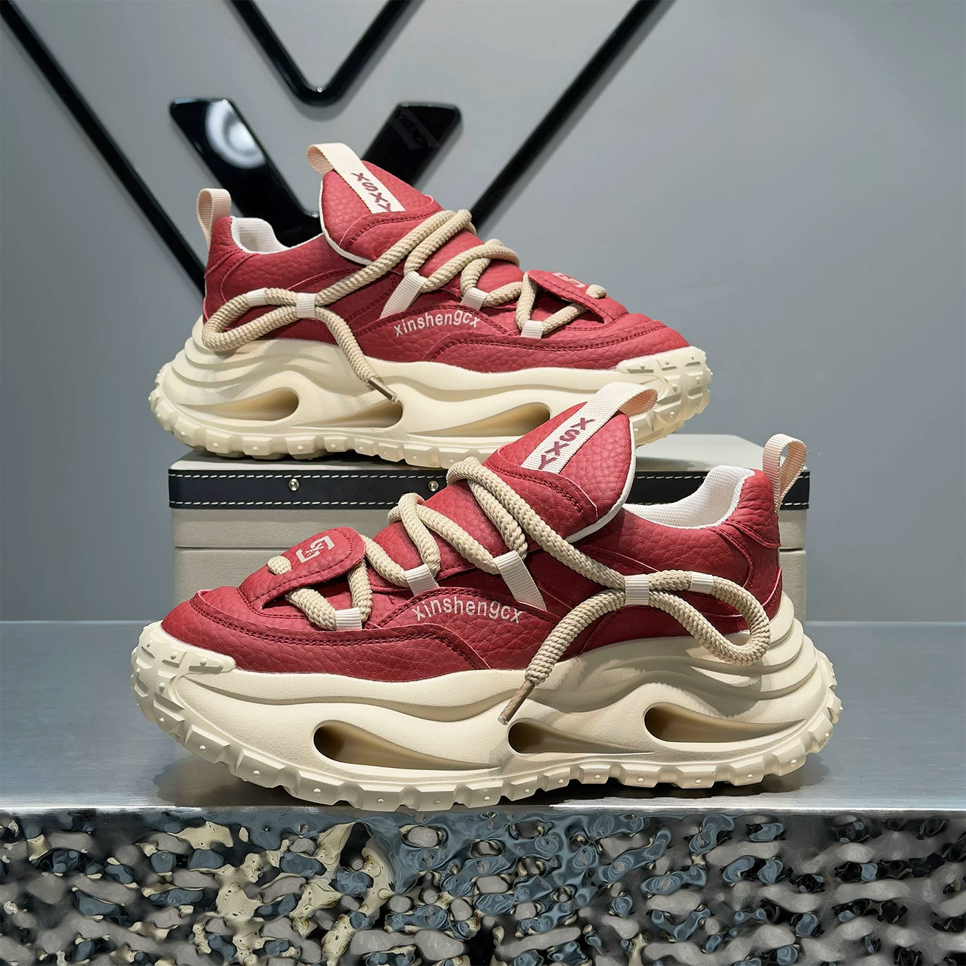 Men's Platform Low-Top Trendy Chunky Dad Sneakers 2026 Summer New
