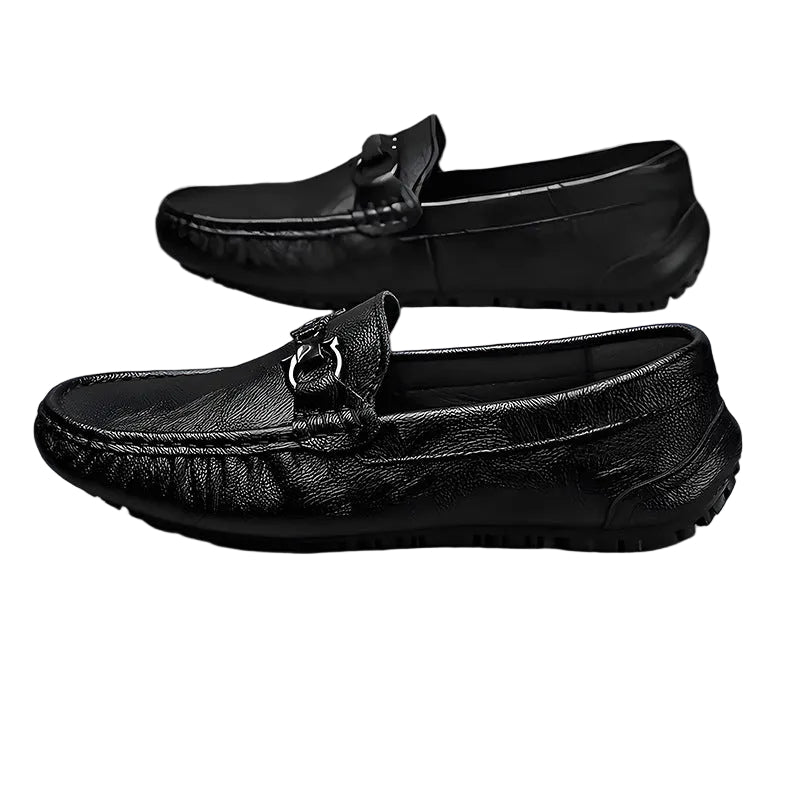 Men's Black Cowhide Business Casual Loafers 1