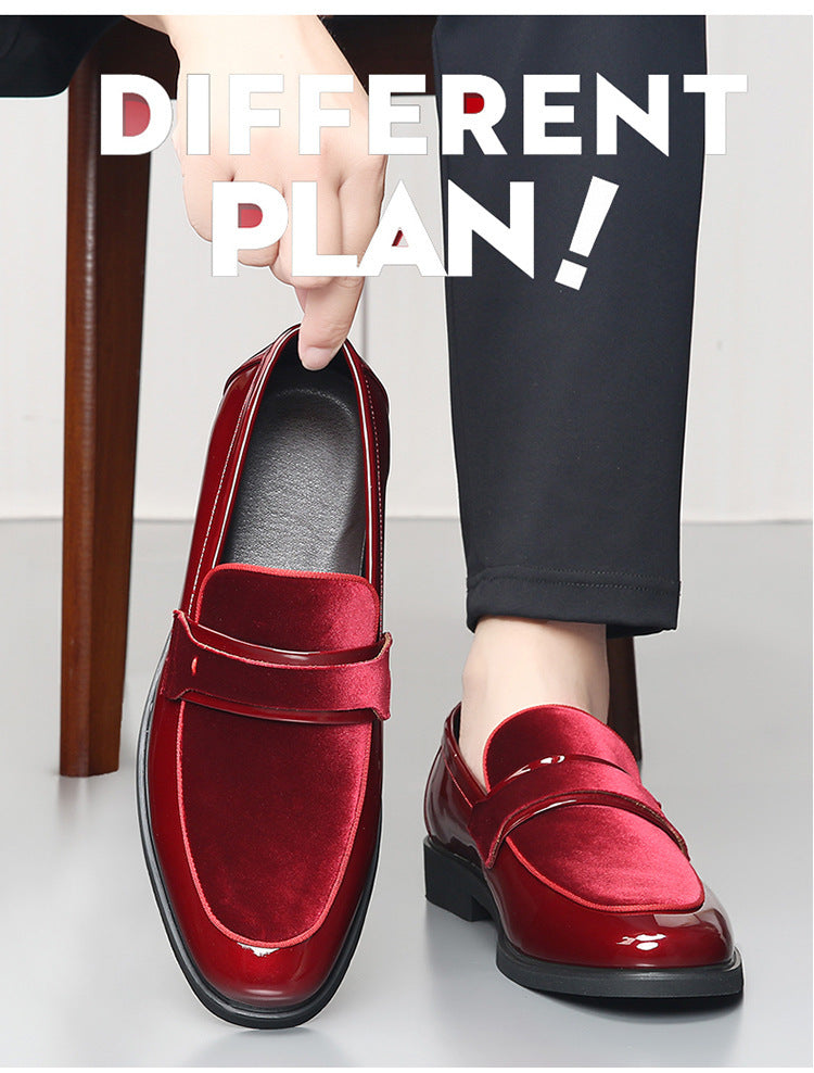 New men's formal leather shoes - festive, bright, and vibrant red wedding shoes - slip-on british st 5