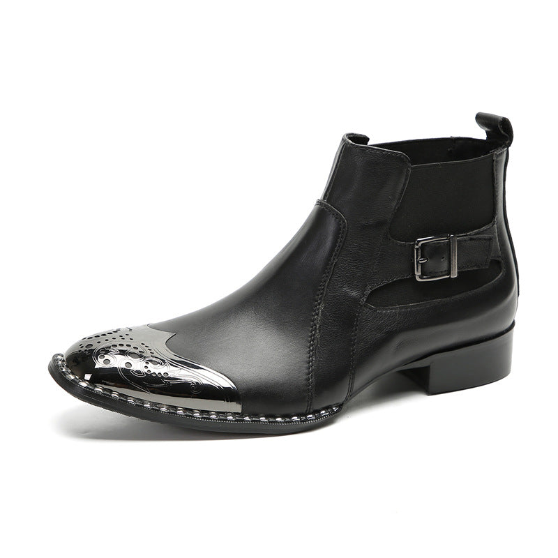 New autumn and winter comfortable cowhide men's shoes Chelsea boots low-cut British style short boots flat-soled Korean style Japanese-style foreign trade shoes