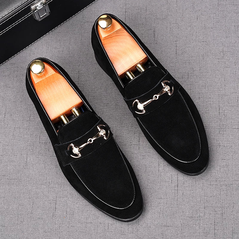 Men's Genuine Leather Loafers, Height Increasing, Suede