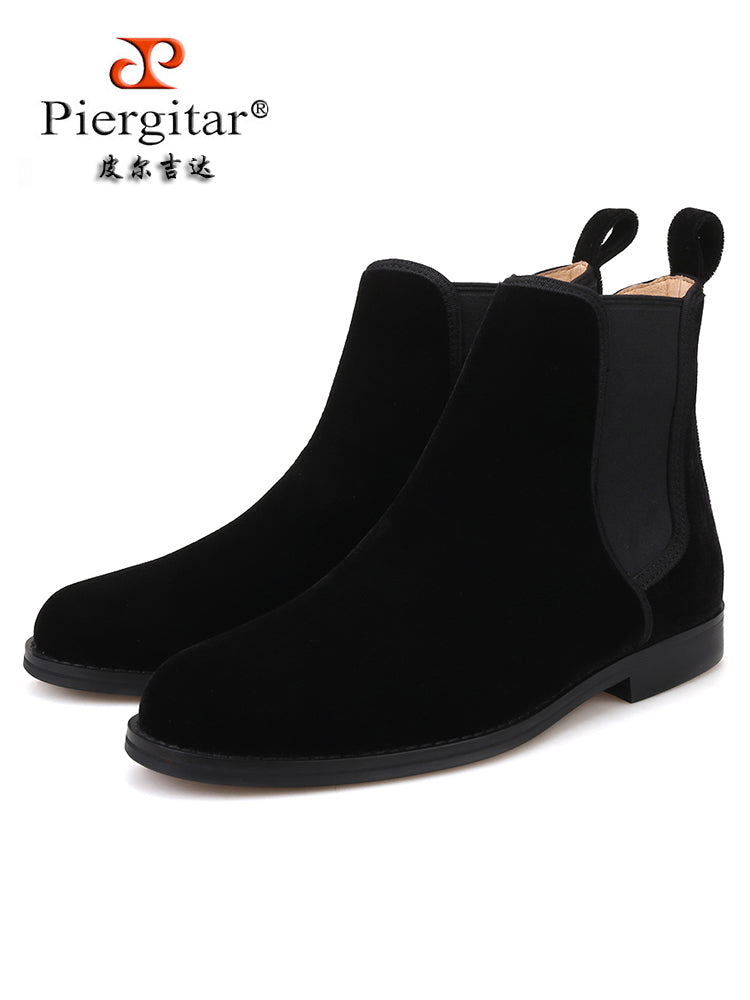 Piergitar new autumn and winter men's imported velvet casual trendy boots British style classic Chelsea boots