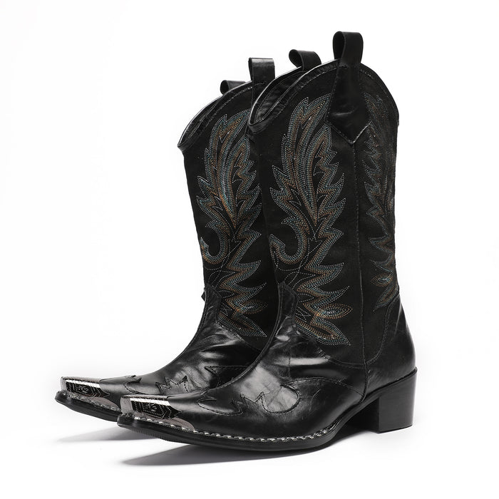 Horse boots Men's over-the-knee high-top boots Cowboy boots High boots Men's leather boots British long Martin boots Winter velvet