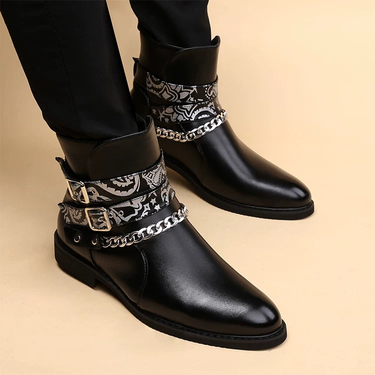 Men's Suede Martin Boots, Height Increasing, Pointed Toe