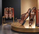 Cross-border 2026 spring/autumn three-panel leather dress shoes for men - anti-slip, business formal
