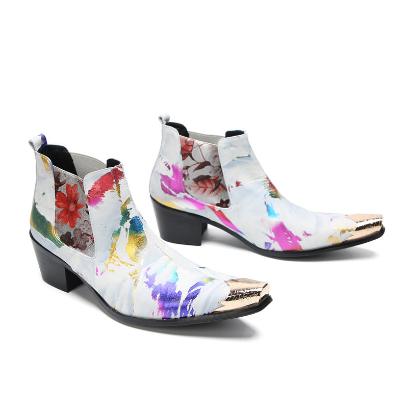 Men's fashion printed high-top men's shoes Martin boots leather boots autumn and winter new casual trendy boots foreign trade men's leather shoes