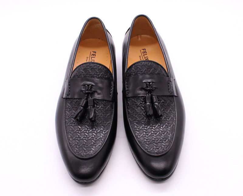 Genuine Leather Slip on British Loafers Men's Fashion Men's Business Office Casual Leather Shoes Trend Men's One Pedal