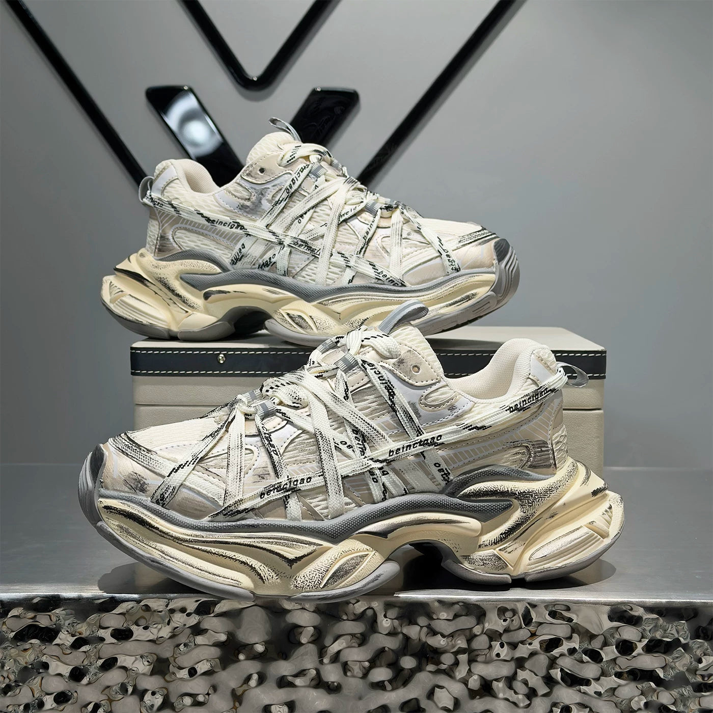 Men's Height-Increasing Platform Breathable Mesh Chunky Dad Sneakers 2026 Summer New
