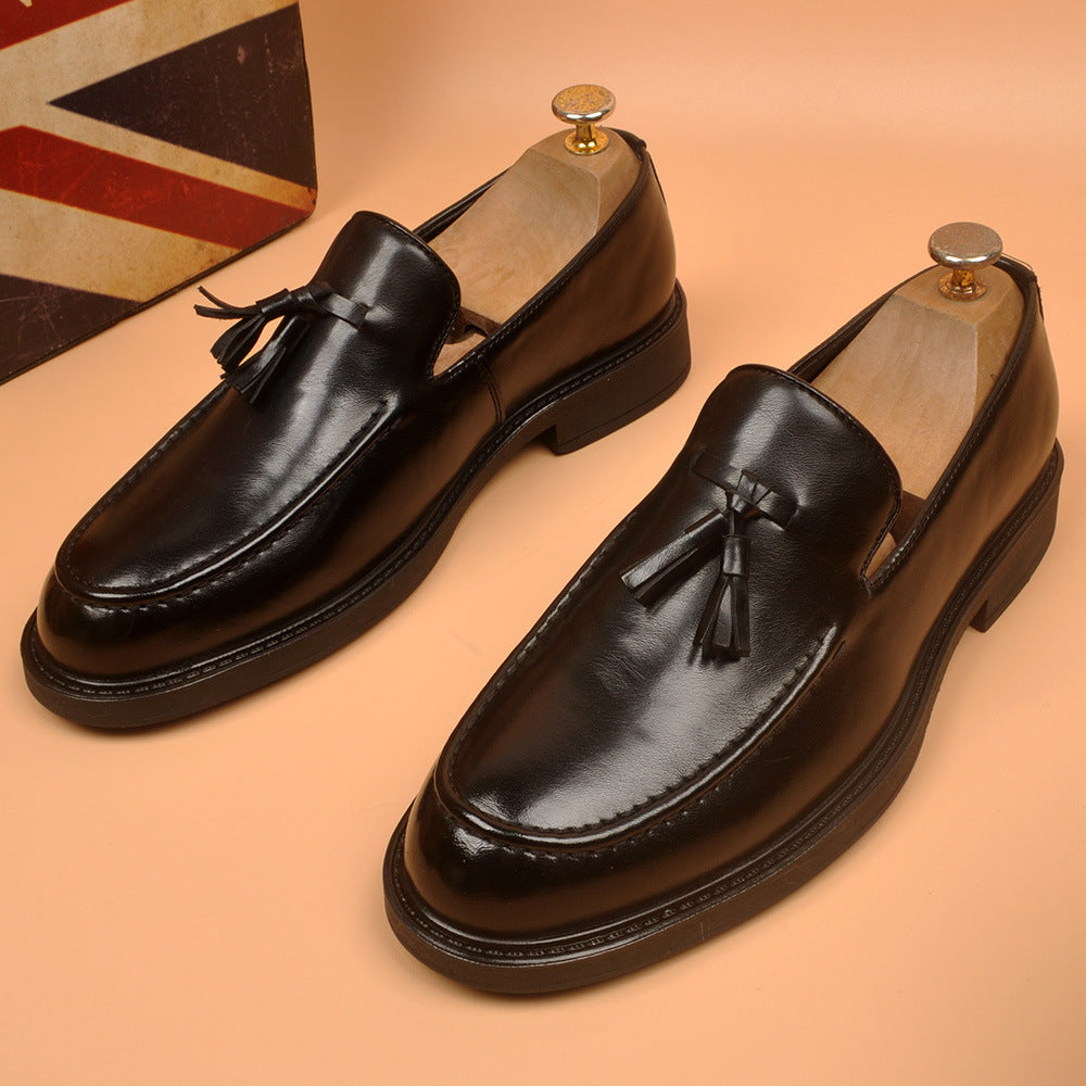 Fashioneasiest for match business men's shoes tassel formal dress hidden heelcasual leather shoes we 12