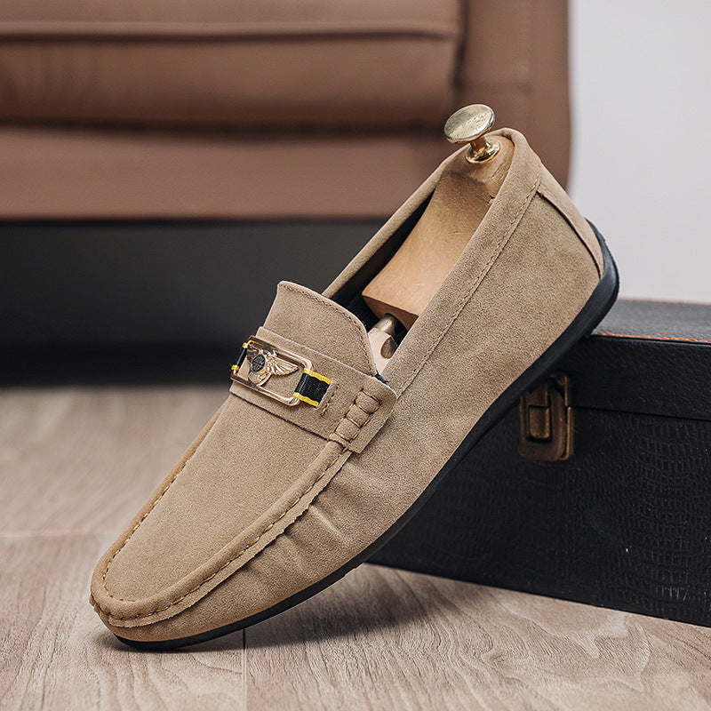 Men's loafers: nubuck leather slip-on casual shoes - european style, breathable, and versatile 1