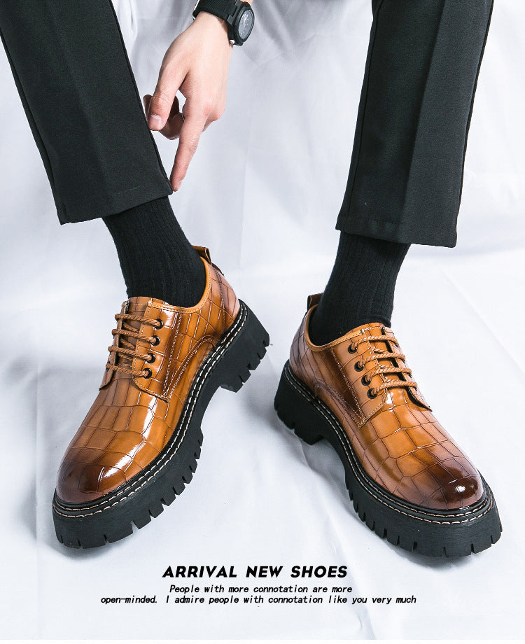 2026 spring/autumn cross-border plus size men's low-cut leather shoes, new men's thick-soled height-