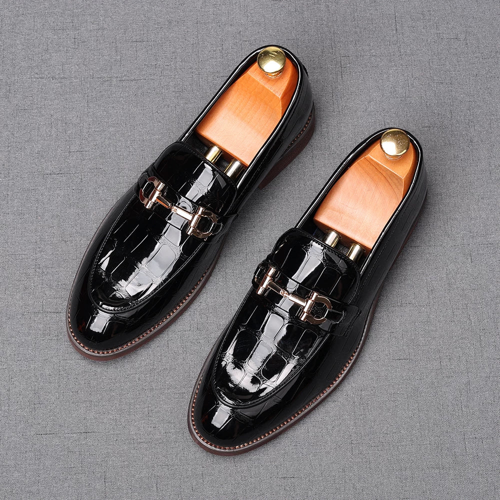 Men's Patent Leather Loafers, Height Increasing, Glossy