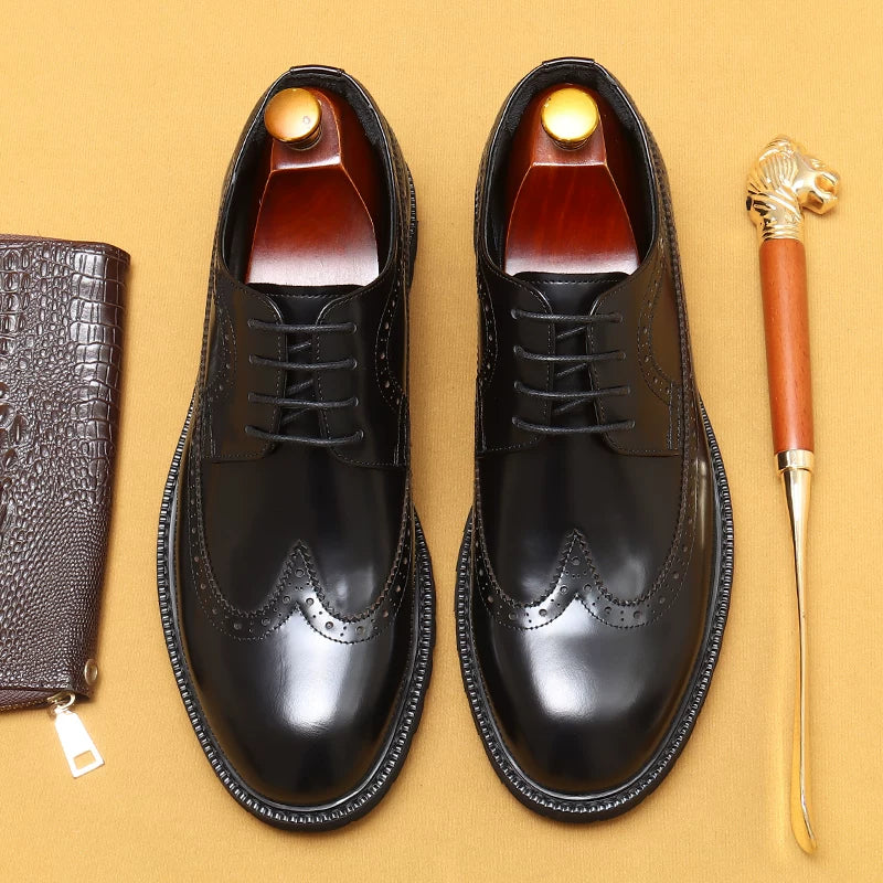 Men's Genuine Leather Leather Shoes, Patent Leather, Glossy