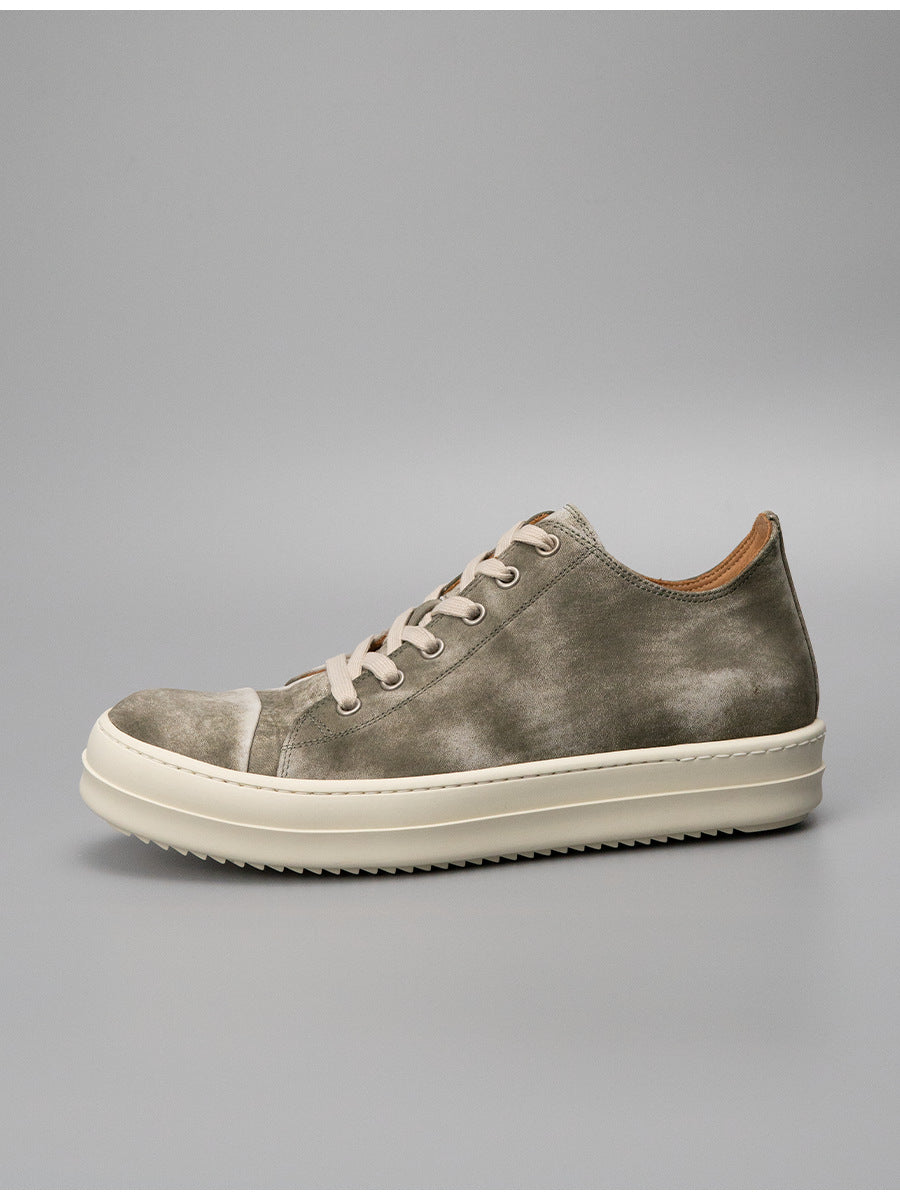 Luochenxing european station retro style trendy versatile genuine leather high-end fashion sneakers athletic casual low-top leather skate shoes