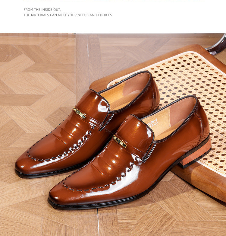 Old man's head cowhide men's shoes men's business formal leather shoes patent leather glossy wedding