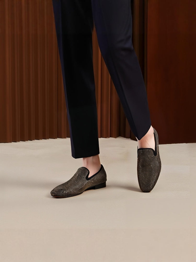 New handmade gold hot diamond men's one-legged red-soled shoes European and American classic banquet party loafers