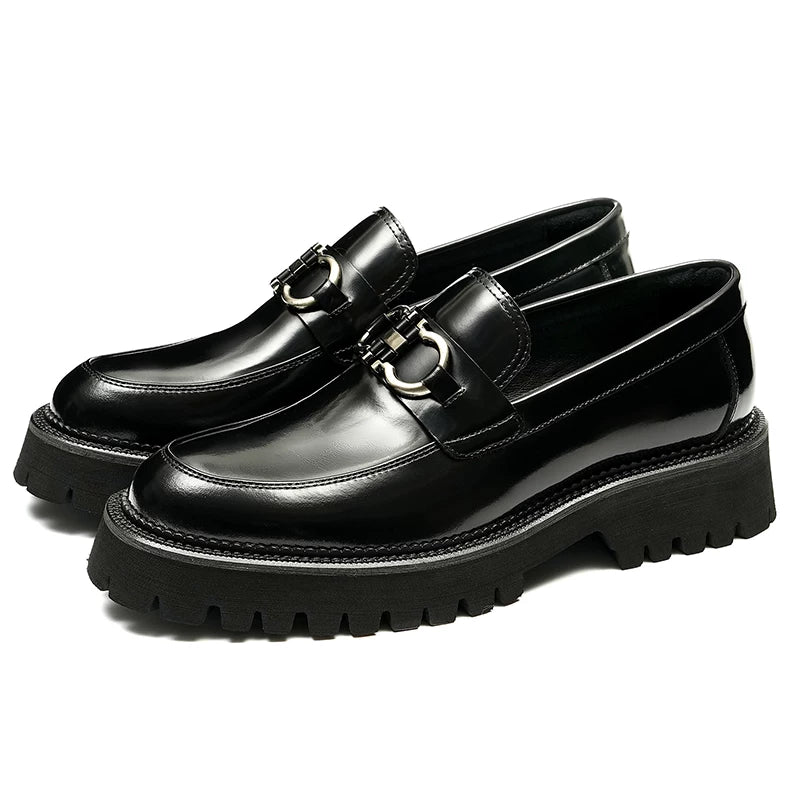 Men's Genuine Leather Loafers, Thick Sole, Slip-On