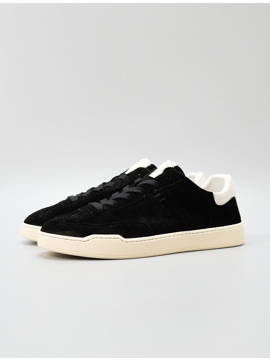 Moxu new arrival shoes black sports casual style sense of design suede cowhide menbest selling genuine leather low-top sneakers