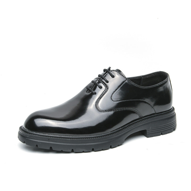 Men's Red Leather Derby Shoes - Casual Business Wear 5