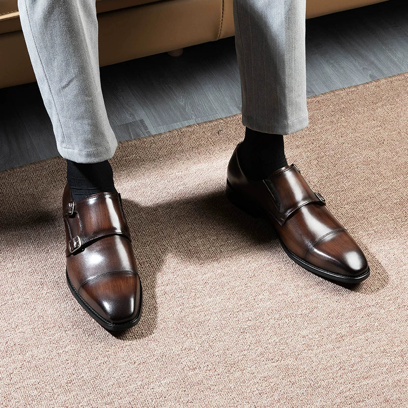 Men's Genuine Leather Leather Shoes, Breathable, Square Toe