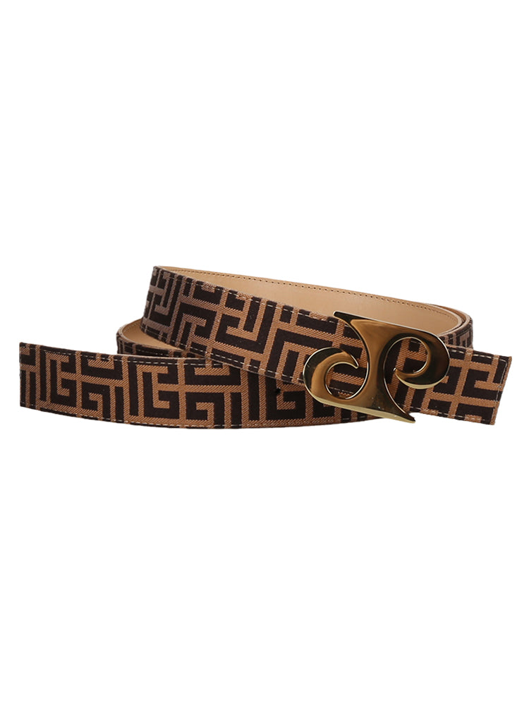 European and American style luxury brand design jacquard canvas men's belt cowhide lined stainless steel smooth buckle belt for men