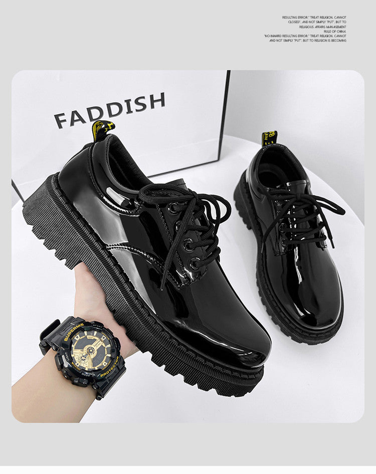 Glossy leather shoes for men, formal business british derby shoes, autum big toe casualtrendy shoes,