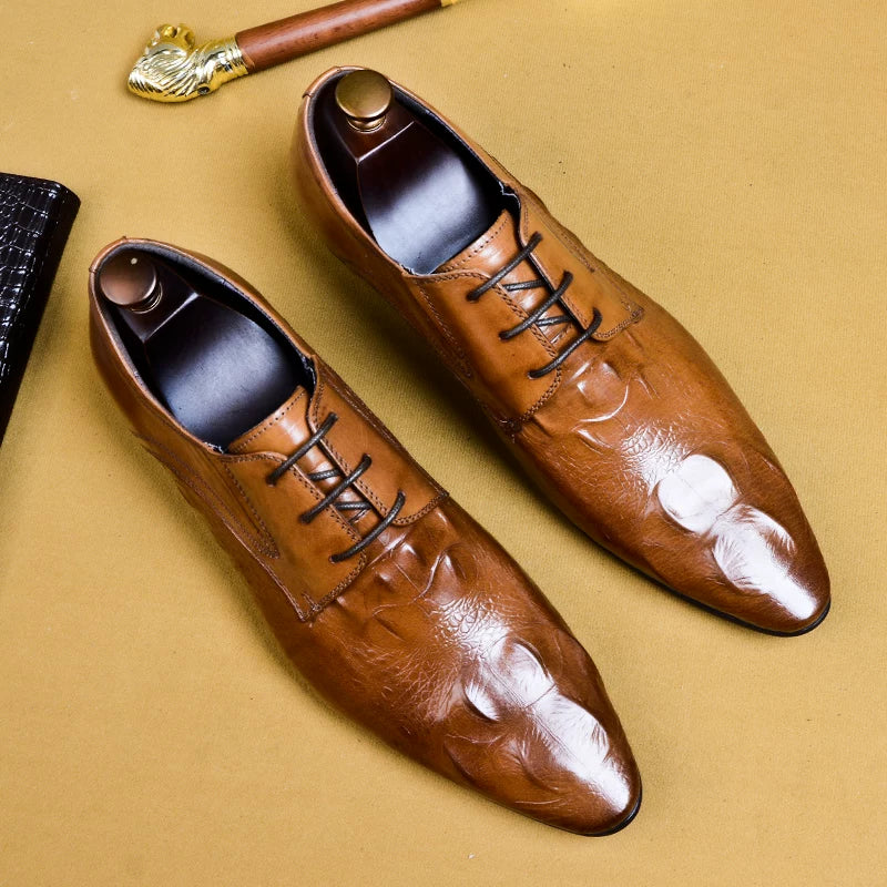 Men's Genuine Leather Leather Shoes, Pointed Toe, British Style