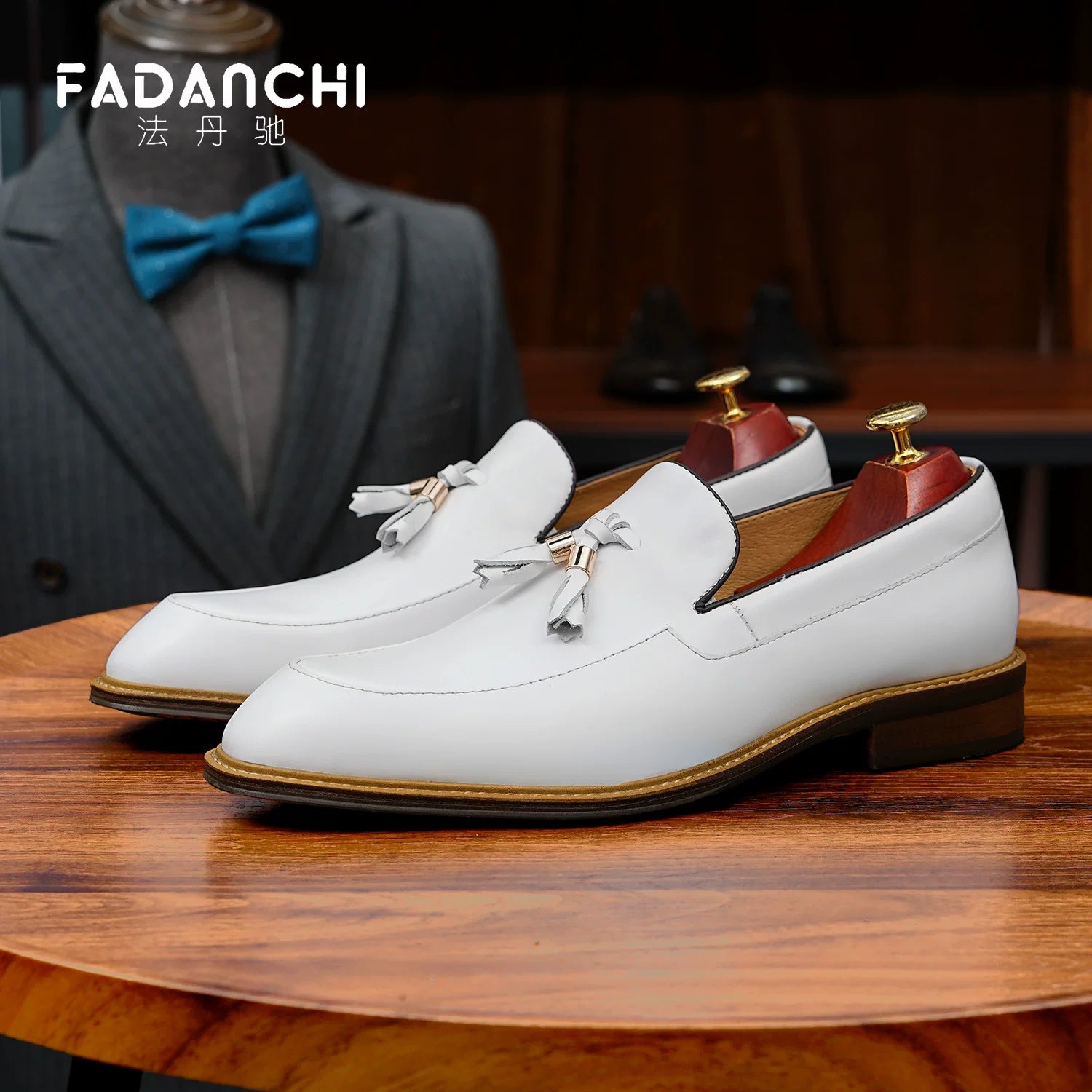 Men's White Genuine Leather Loafers, Breathable, Slip-On