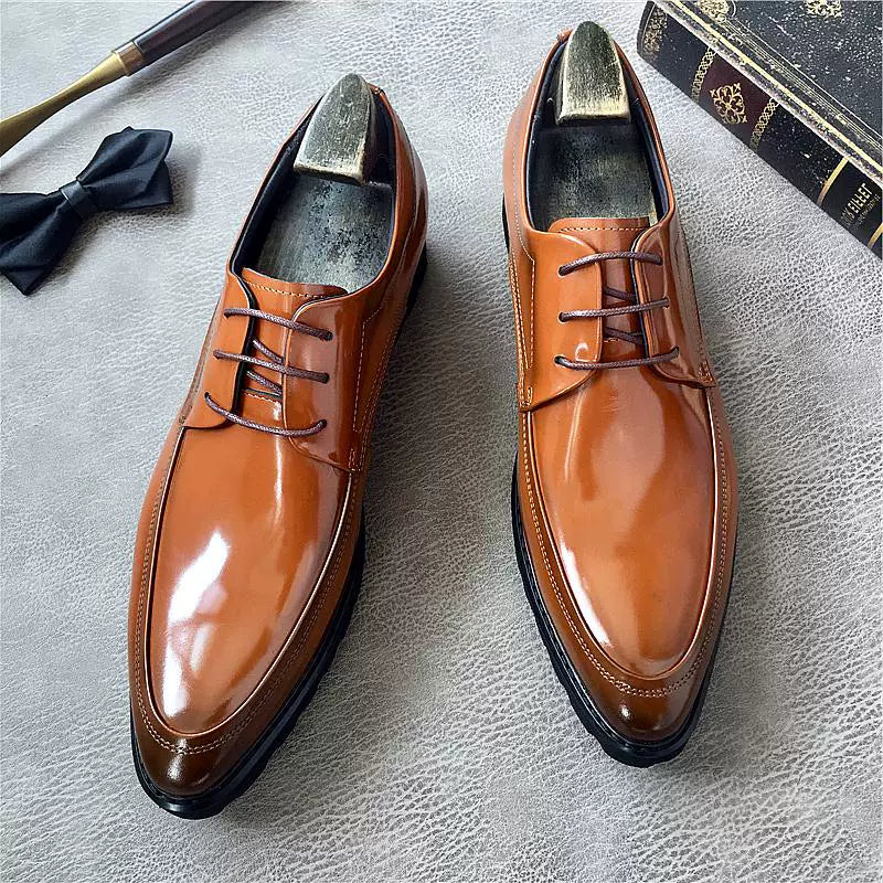 Men's Genuine Leather Derby Shoes, Height Increasing, Thick Sole