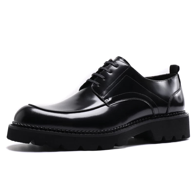 Men's Genuine Leather Derby Shoes, Height Increasing, Thick Sole