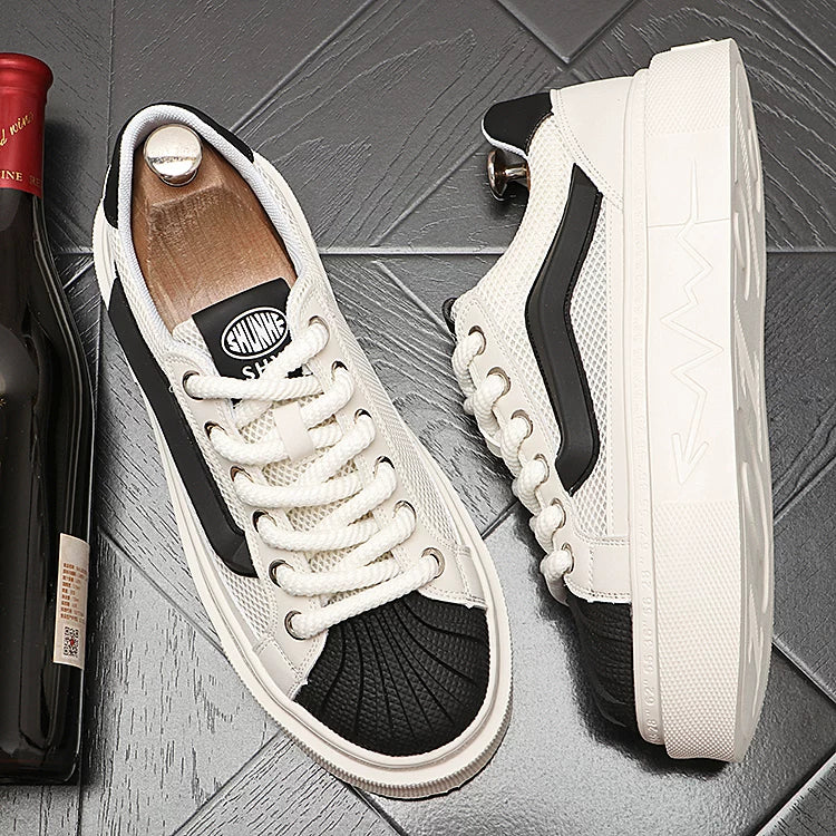 Men's Platform Breathable Mesh Low-Top Shell-Toe Skate Shoes Summer New