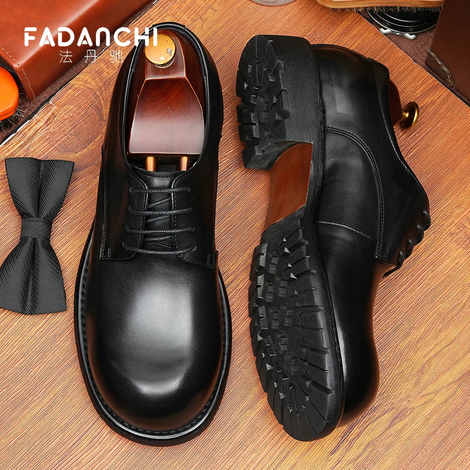 Men's Genuine Leather Derby Shoes, Round Toe