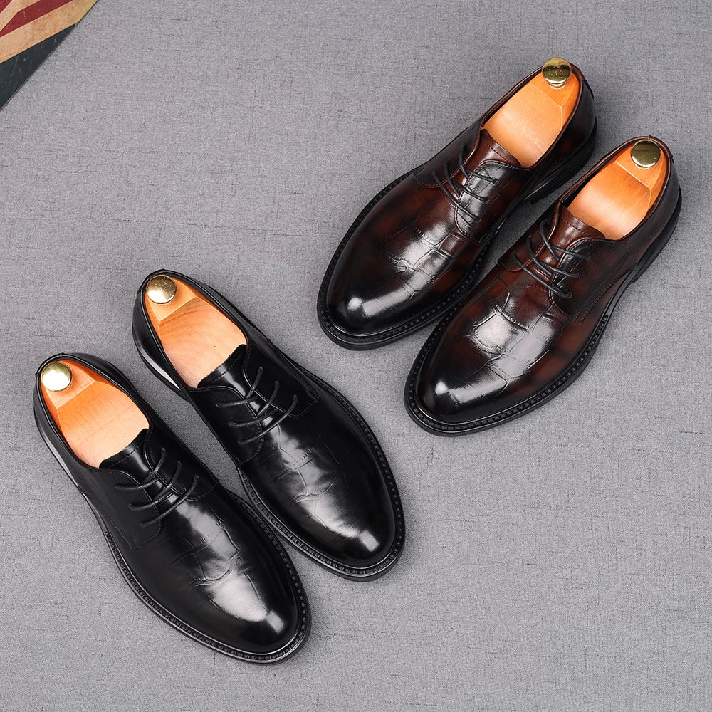 Men's Genuine Leather Derby Shoes, Height Increasing, Business