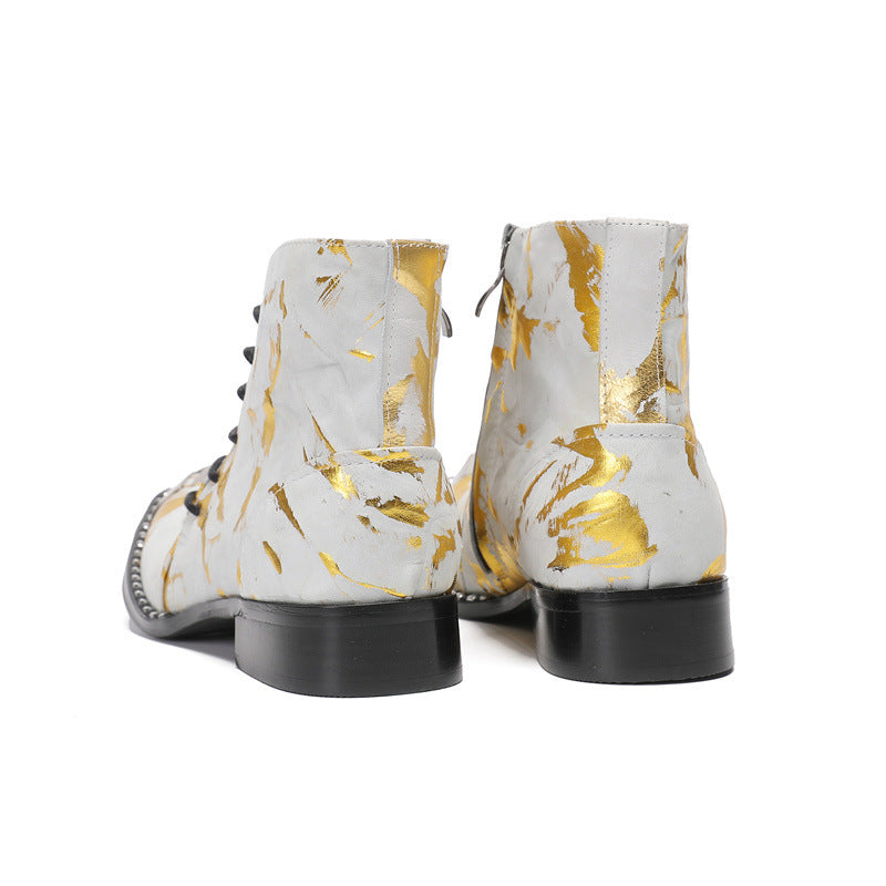 New British style retro old polished handmade shoes cowhide Martin boots trendy boots leather boots soft-soled short boots men's shoes