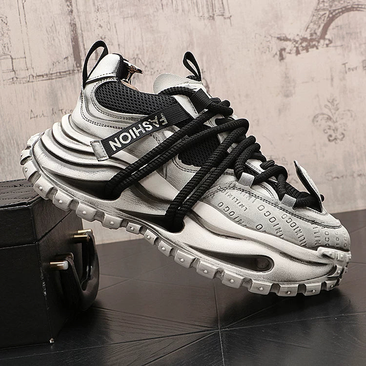 Men's 2026 New Height-Increasing Platform Breathable Lace-Up Retro Dad Shoes