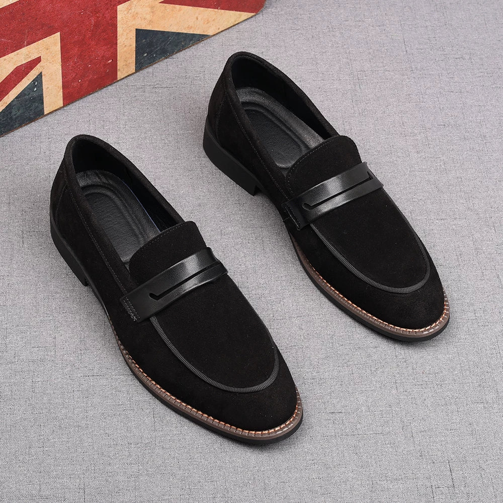 Men's Genuine Leather Loafers, Suede, Pointed Toe