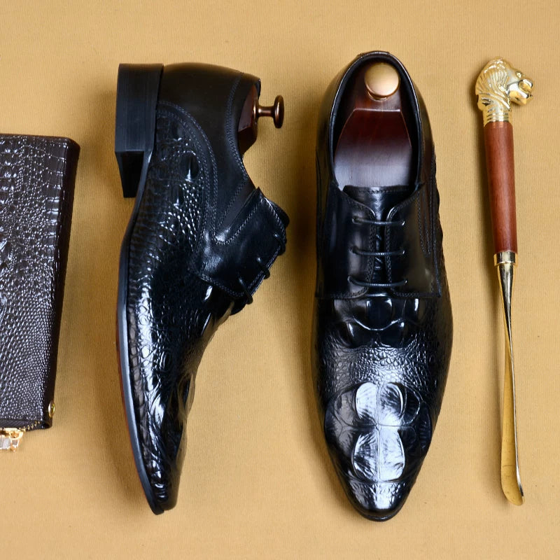 Men's Genuine Leather Leather Shoes, Pointed Toe, British Style