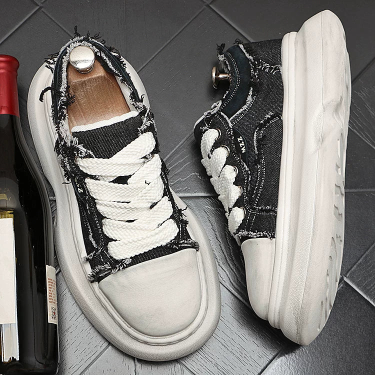 Men's 2026 New Height-Increasing Platform Breathable Canvas Denim Casual Shoes