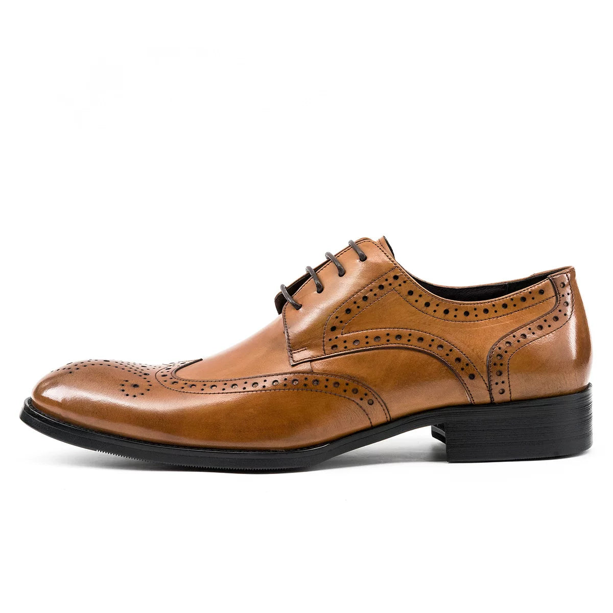 Men's Genuine Leather Derby Shoes, Pointed Toe, Lace-Up