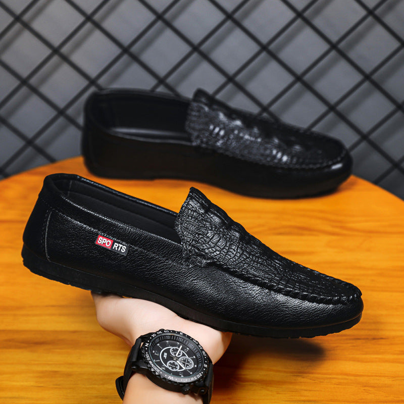 Korean version of summer 2024 new one-pedal casual trend crocodile pattern beanie shoes men's versatile lazy loafers