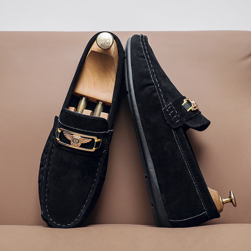 Men's loafers: nubuck leather slip-on casual shoes - european style, breathable, and versatile 6