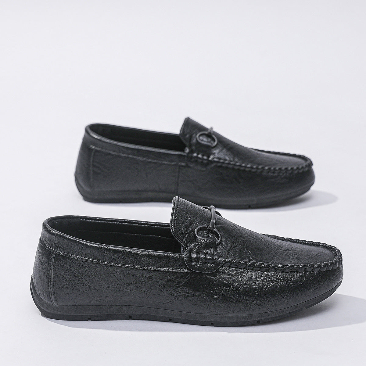 British high-end breathable men's shoes with one foot, Doudou loafers, comfortable driving, low-top summer flat bottom Wenzhou
