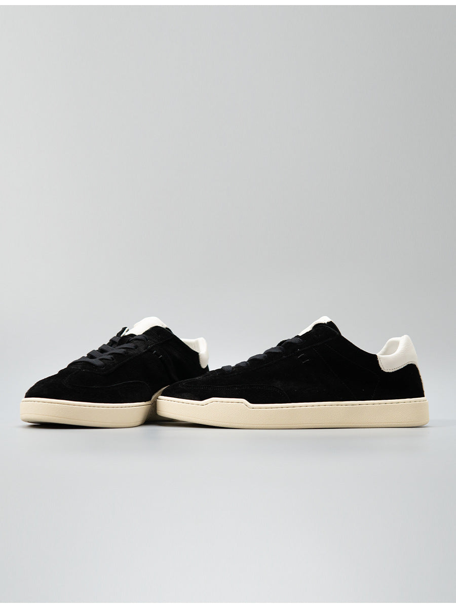 Moxu new arrival shoes black sports casual style sense of design suede cowhide menbest selling genuine leather low-top sneakers