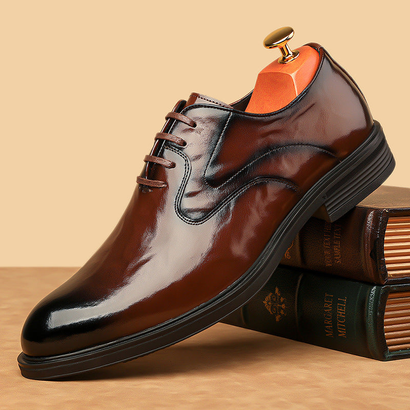 new men's pointed-toe british style dress leather shoes, men's leather shoes, men's lace-up