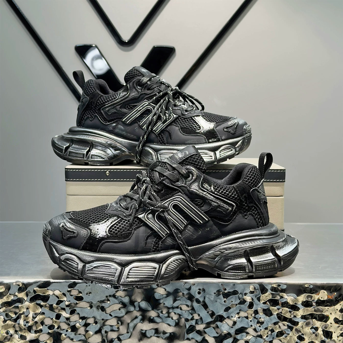 Men's Height-Increasing Platform Breathable Mesh Low-Top Chunky Dad Sneakers New
