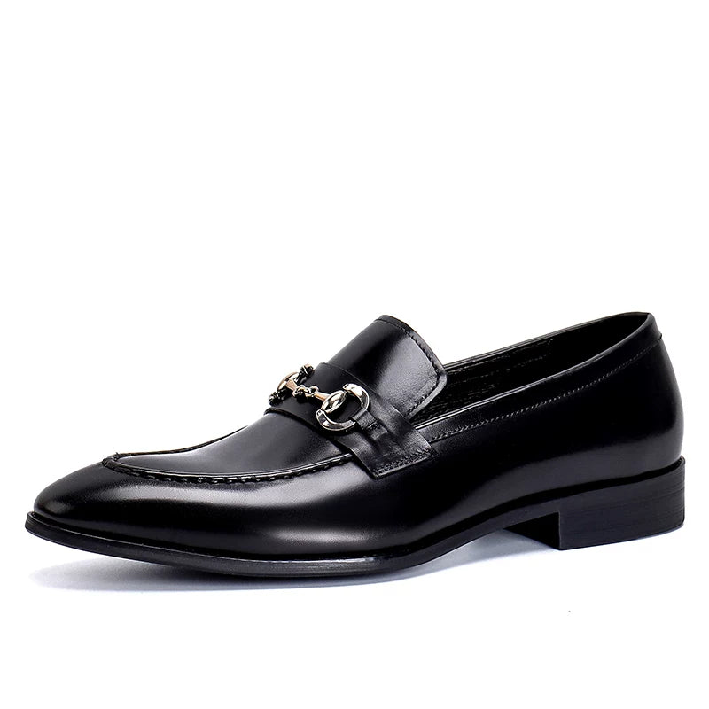 Men's Genuine Leather Loafers, Pointed Toe, Slip-On