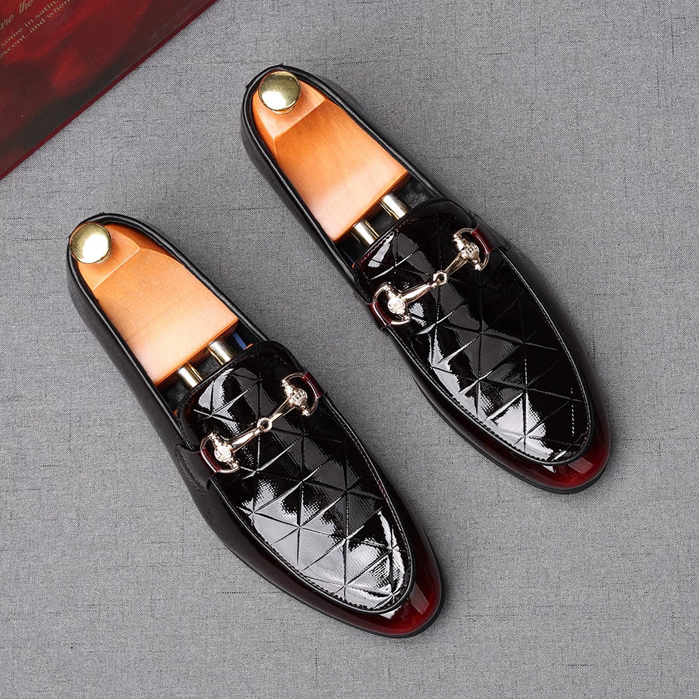 Men's Patent Leather Loafers, Height Increasing, Pointed Toe